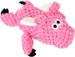 GoDog Just for Me Chew Guard Flying Pig Squeaky Plush Dog Toy, Light Pink, Tiny