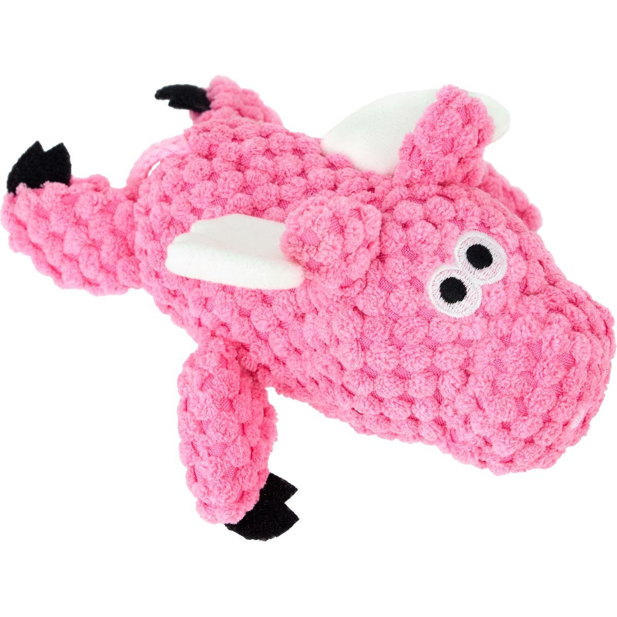 GoDog Just for Me Chew Guard Flying Pig Squeaky Plush Dog Toy, Light Pink, Tiny