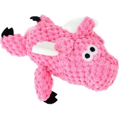 GoDog GoDog Just for Me Chew Guard Flying Pig Squeaky Plush Dog Toy, Light Pink, Tiny