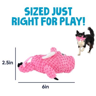 Show full view: GoDog Just for Me Chew Guard Flying Pig Squeaky Plush Dog Toy, Light Pink, Tiny slide 4 of 11
