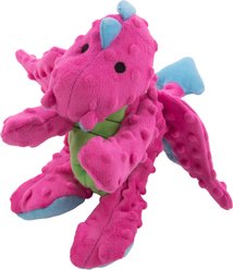 GoDog Dragons Chew Guard Squeaky Plush Dog Toy, Pink, Medium