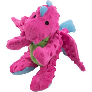 GoDog Dragons Chew Guard Squeaky Plush Dog Toy, Pink, Medium