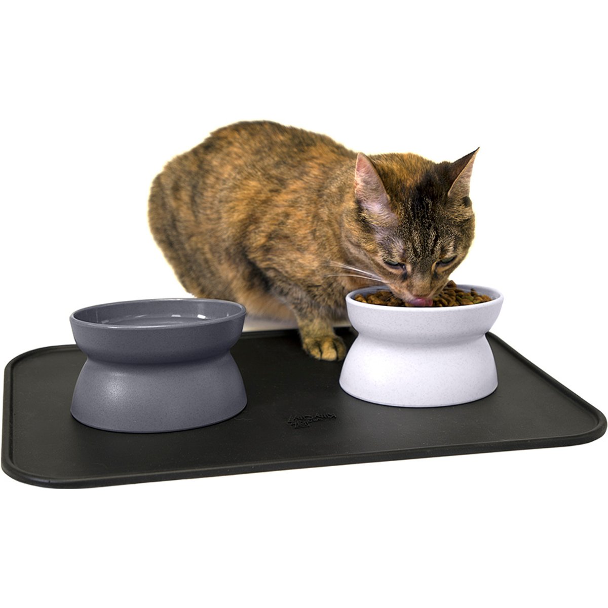 Kitty City Raised Cat Bowls & Placemat Combo, Multi, Medium