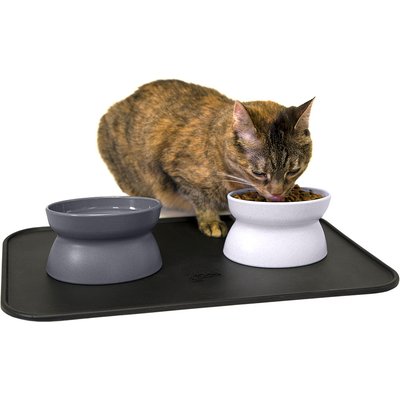 Kitty City Kitty City Raised Cat Bowls & Placemat Combo, Multi, Medium