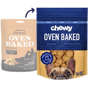 Chewy Made Oven Baked with Peanut Butter Grain-Free Crunchy Biscuit Dog Treats (FORMERLY AMERICAN JOURNEY), 16-oz bag