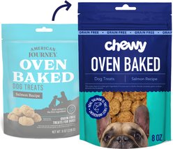 Chewy Made Salmon Recipe Grain-Free Oven Baked Biscuit Dog Treats (FORMERLY AMERICAN JOURNEY), 8-oz bag