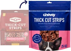 Chewy Made Thick Cut Strips with Real Bacon Dog Treats (FORMERLY TRUE ACRE FOODS), 25-oz bag