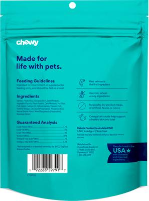 Show full view: Chewy Made Salmon Recipe Grain-Free Soft & Chewy Training Bits Dog Treats (FORMERLY AMERICAN JOURNEY), 16-oz bag slide 3 of 9
