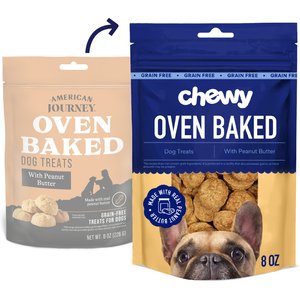 Chewy Made Oven Baked with Peanut Butter Grain-Free Crunchy Biscuit Dog Treats (FORMERLY AMERICAN JOURNEY), 8-oz bag