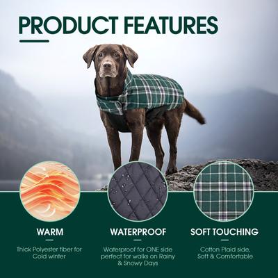 Show full view: Kuoser Weatherproof Dog Coat, Green, Medium slide 3 of 8
