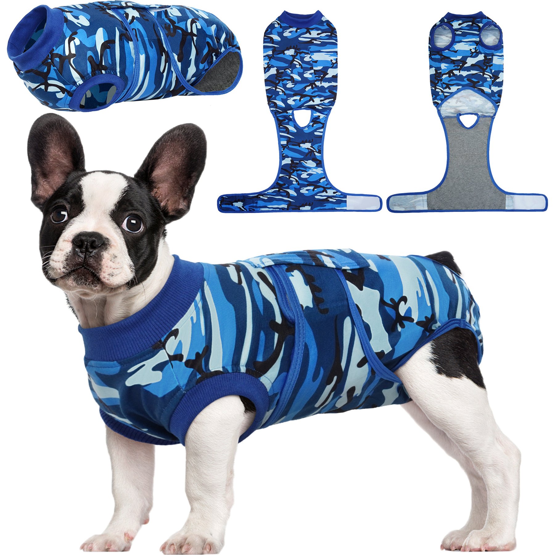 Kuoser Blue Camo Dog Recovery Suit, Medium