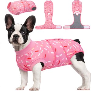Kuoser Pink Pattern Dog Recovery Suit, Small