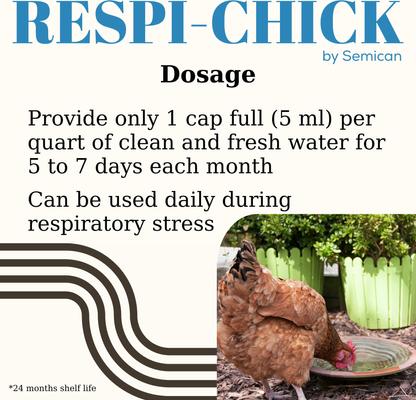 Show full view: Semican Respi-Chick Liquid Respiratory Supplement for Poultry, 16-fl oz bottle slide 6 of 6
