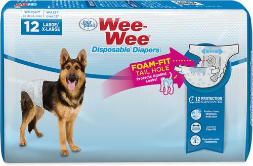 Show full view: Wee-Wee Disposable Doggie Diapers, Large/X-Large, 12 count + Odor Control Dog Pee Pads, X-Large, 30 count slide 3 of 12