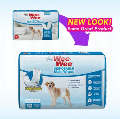 Show full view: Wee-Wee Disposable Male Dog Wraps, Medium/Large: 23 to 31-in waist, 24 count slide 2 of 12