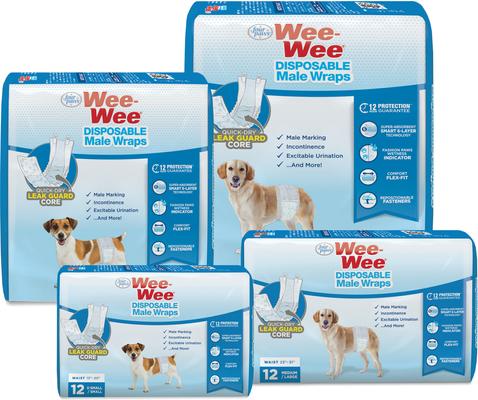 Show full view: Wee-Wee Disposable Male Dog Wraps, Medium/Large: 23 to 31-in waist, 24 count slide 8 of 12
