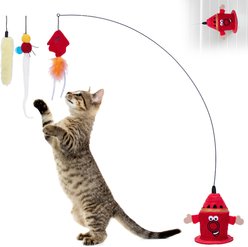 Migipaws Dancing Teaser Motion Cat Toy with Catnip, Red, Dia: 2.76 x 7.08-in