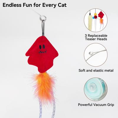 Show full view: Migipaws Dancing Teaser Motion Cat Toy with Catnip, Red, Dia: 2.76 x 7.08-in slide 6 of 8