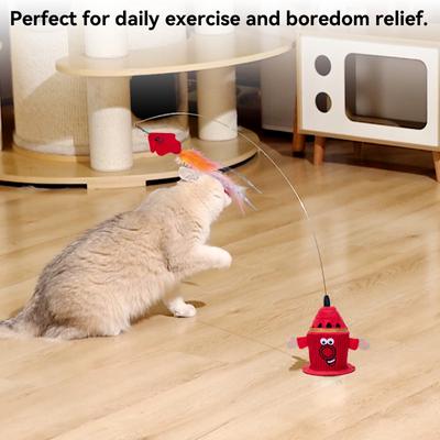 Show full view: Migipaws Dancing Teaser Motion Cat Toy with Catnip, Red, Dia: 2.76 x 7.08-in slide 5 of 8