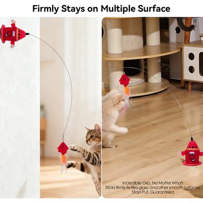 Show full view: Migipaws Dancing Teaser Motion Cat Toy with Catnip, Red, Dia: 2.76 x 7.08-in slide 4 of 8