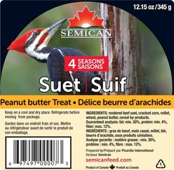 Semican Peanut Butter Suet Wild Bird Treat, 12.15-oz cake