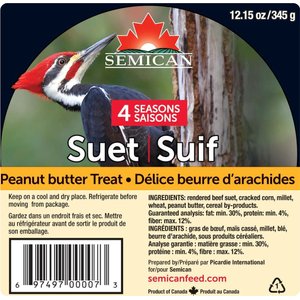 Semican Peanut Butter Suet Wild Bird Treat, 12.15-oz cake