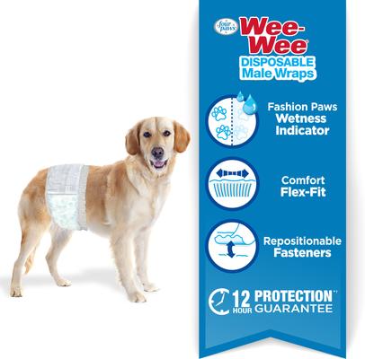 Show full view: Wee-Wee Disposable Male Dog Wraps, Medium/Large: 23 to 31-in waist, 24 count slide 4 of 12