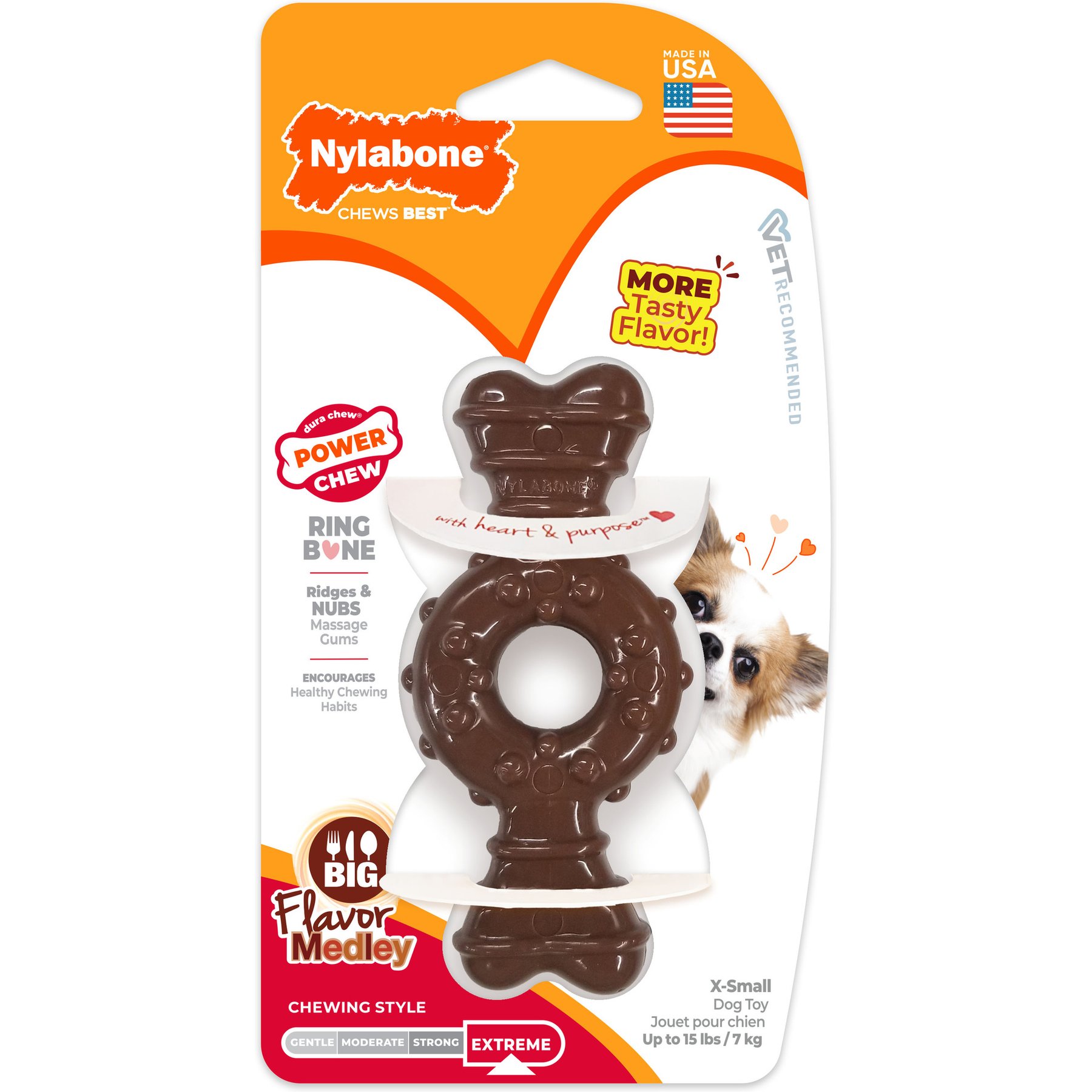 Nylabone DuraChew Textured Ring Bone Chicken Flavor Dog Toy, XS