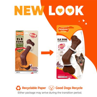 Show full view: Nylabone Power Elk Bone Alternative Venison Tenderloin Tough Dog Chew Toy, Brown, X-Large/Souper slide 2 of 10