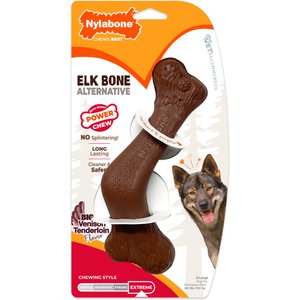 Nylabone Power Elk Bone Alternative Venison Tenderloin Tough Dog Chew Toy, Brown, X-Large/Souper