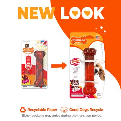 Show full view: Nylabone Flavor Frenzy Power Chew Dog Toy Beef Jerky, Medium slide 2 of 12