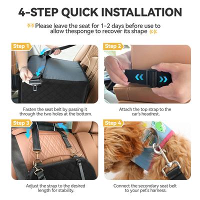 Show full view: WOOAIDAGG Fully Detachable & Washable Dog Car Seat with 2 Clip-On Safety Leashes, 19 x 19 x 20-in, Black slide 7 of 8