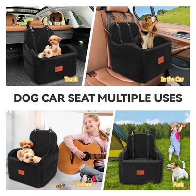 Show full view: WOOAIDAGG Fully Detachable & Washable Dog Car Seat with 2 Clip-On Safety Leashes, 19 x 19 x 20-in, Black slide 6 of 8