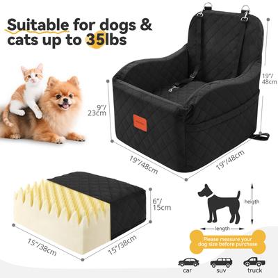 Show full view: WOOAIDAGG Fully Detachable & Washable Dog Car Seat with 2 Clip-On Safety Leashes, 19 x 19 x 20-in, Black slide 2 of 8