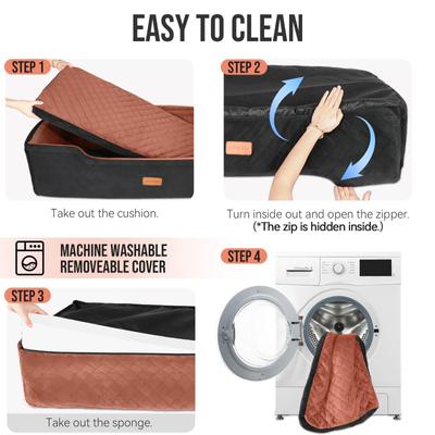 Show full view: WOOAIDAGG Memory Foam Cushion & Non-Slip Base Dog Car Seat with Washable Cover & Safety Straps, 28 x 18 x 12-in, Black/Brown slide 6 of 6