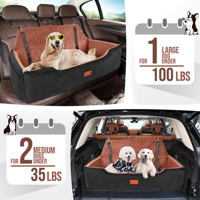 Show full view: WOOAIDAGG Memory Foam Cushion & Non-Slip Base Dog Car Seat with Washable Cover & Safety Straps, 28 x 18 x 12-in, Black/Brown slide 4 of 6