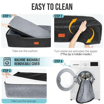 Show full view: WOOAIDAGG Memory Foam Cushion & Non-Slip Base Dog Car Seat with Washable Cover & Safety Straps, 28 x 18 x 12-in, Black/Grey slide 6 of 6