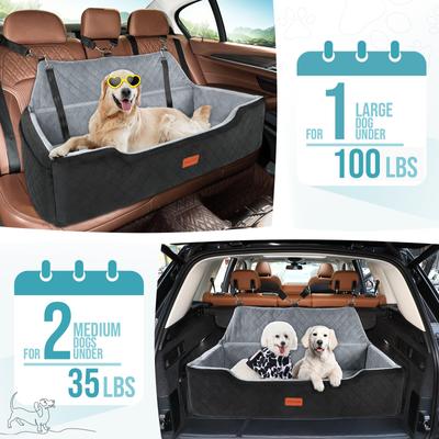Show full view: WOOAIDAGG Memory Foam Cushion & Non-Slip Base Dog Car Seat with Washable Cover & Safety Straps, 28 x 18 x 12-in, Black/Grey slide 4 of 6