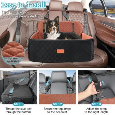 Show full view: NEEZUKAR Travel Dog Car Booster Seat with Thick Cushion & 2 Safety Leashes, 29.5 x 20 x 20-in, Black/Brown slide 6 of 6