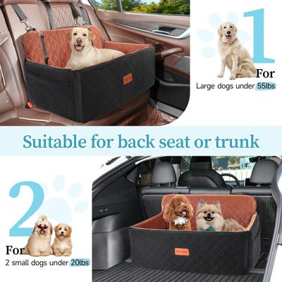 Show full view: NEEZUKAR Travel Dog Car Booster Seat with Thick Cushion & 2 Safety Leashes, 29.5 x 20 x 20-in, Black/Brown slide 5 of 6