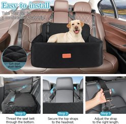 NEEZUKAR Travel Dog Car Booster Seat with Thick Cushion & 2 Safety Leashes, 29.5 x 20 x 20-in, Black slide 2 of 6