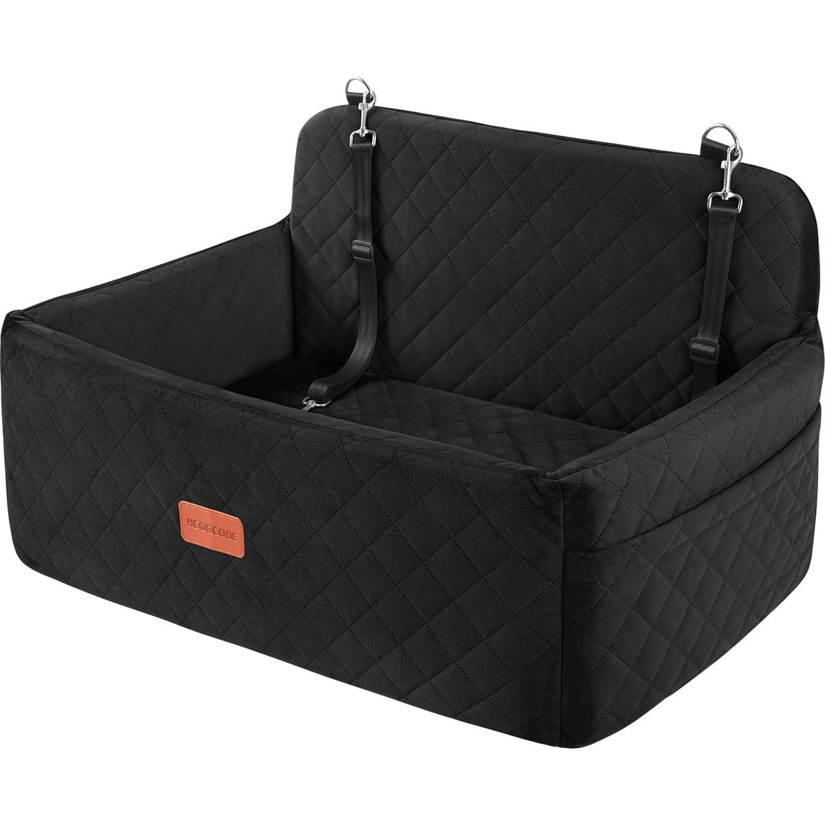 NEEZUKAR Travel Dog Car Booster Seat with Thick Cushion & 2 Safety Leashes, 29.5 x 20 x 20-in, Black