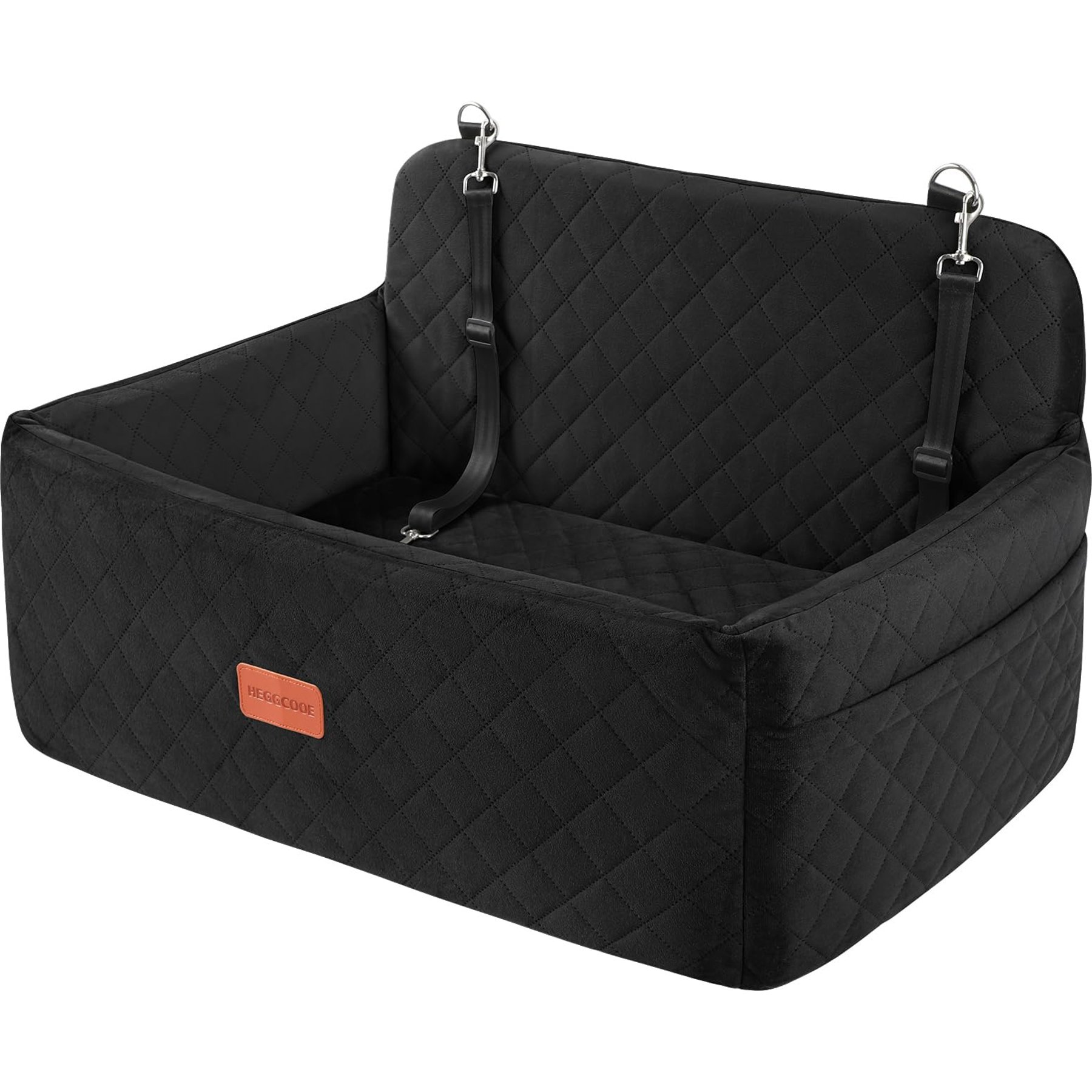 NEEZUKAR Travel Dog Car Booster Seat with Thick Cushion & 2 Safety Leashes, 29.5 x 20 x 20-in, Black