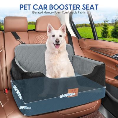 Show full view: XIEEAOZEE Thick Cushion, Detachable & Washable Dog Car Booster Seat with Storage Pockets, 28.5 x 20.5 x 20.5-in, Black/Grey slide 2 of 6