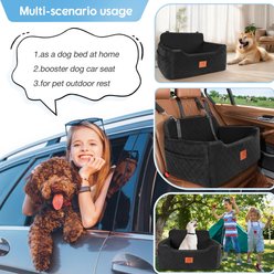 XIEEAOZEE Thick Cushion, Detachable & Washable Dog Car Booster Seat with Storage Pockets, 28.5 x 20.5 x 20.5-in, Black slide 2 of 6