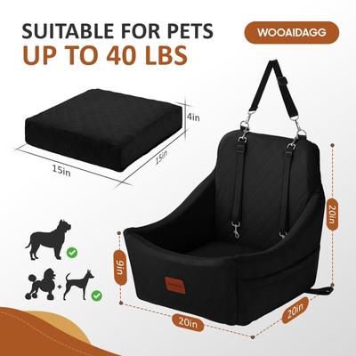 Show full view: WOOAIDAGG Travel Dog Car Seat with Seat Belt & 3 Adjustable Straps, 20 x 20 x 20-in, Black slide 2 of 6
