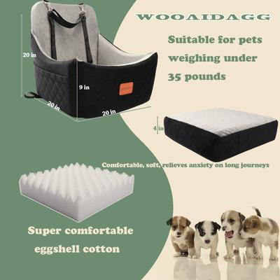 Show full view: WOOAIDAGG Travel Dog Car Seat with Seat Belt & 3 Adjustable Straps, 20 x 20 x 20-in, Black/Grey slide 2 of 5