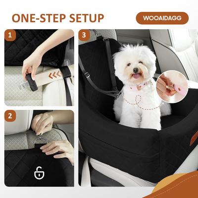 Show full view: WOOAIDAGG Travel Dog Car Seat with Seat Belt & 3 Adjustable Straps, 20 x 20 x 20-in, Black slide 5 of 6