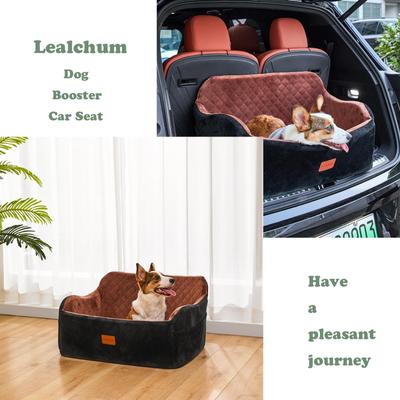 Show full view: NEEZUKAR Memory Foam Cushion Dog Car Seat with Side Pocket & 2 Clip-On Safety Leashes, Black, 30 x 18 x 16-in slide 3 of 6