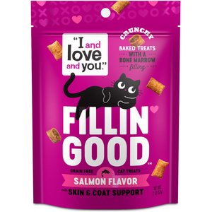 I and Love and You Fillin Good Salmon Flavor with Skin & Coat Support Grain-Free Crunchy Cat Treats, 2-oz bag